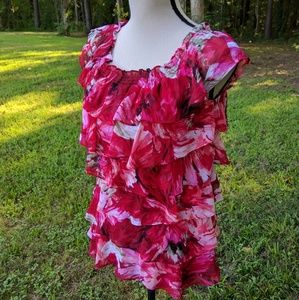 WHBM PINK FLORAL CASCADING Sz S TOP